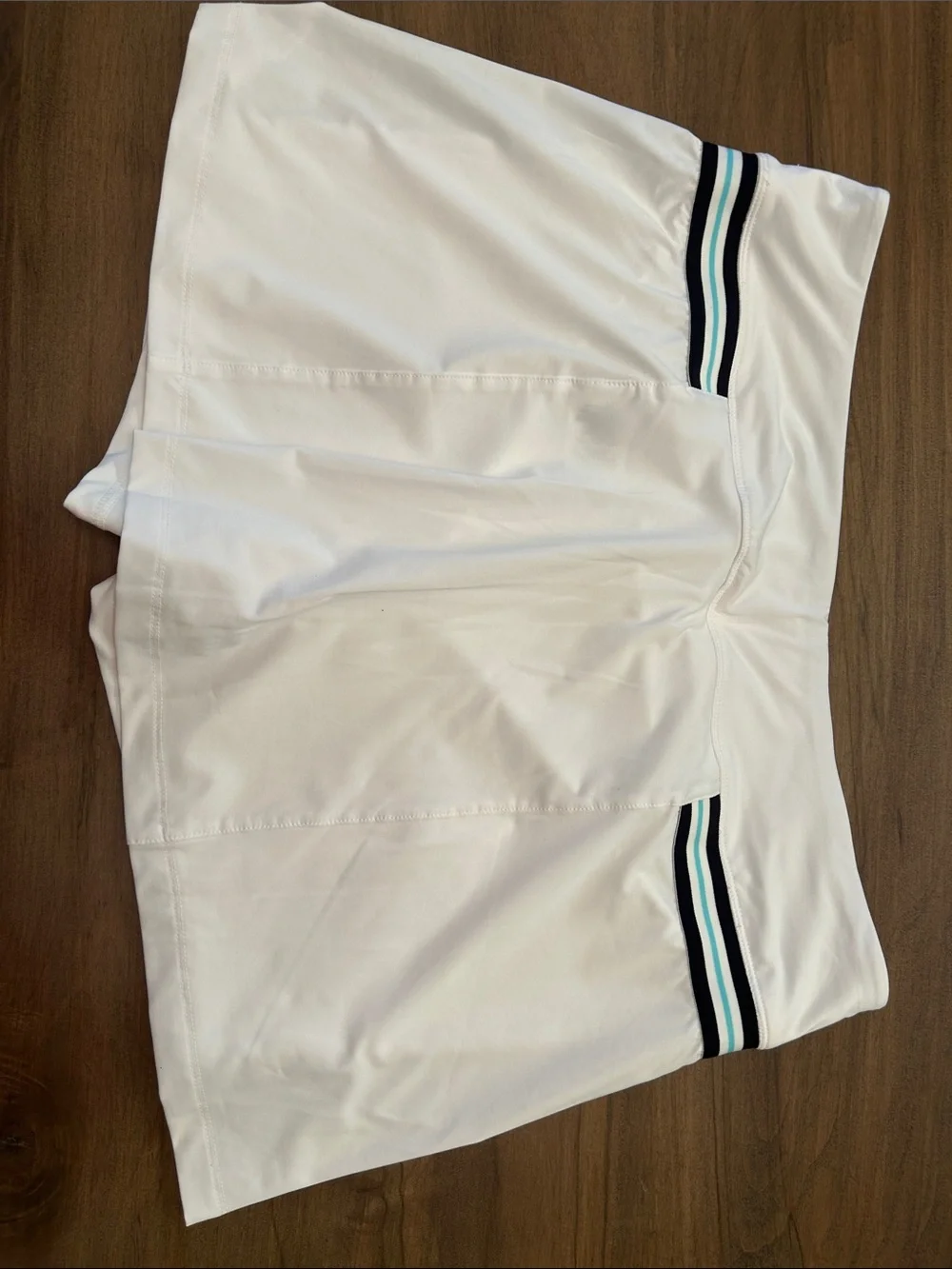 Fila White Tennis Skort with Black & Teal Stripe Accents